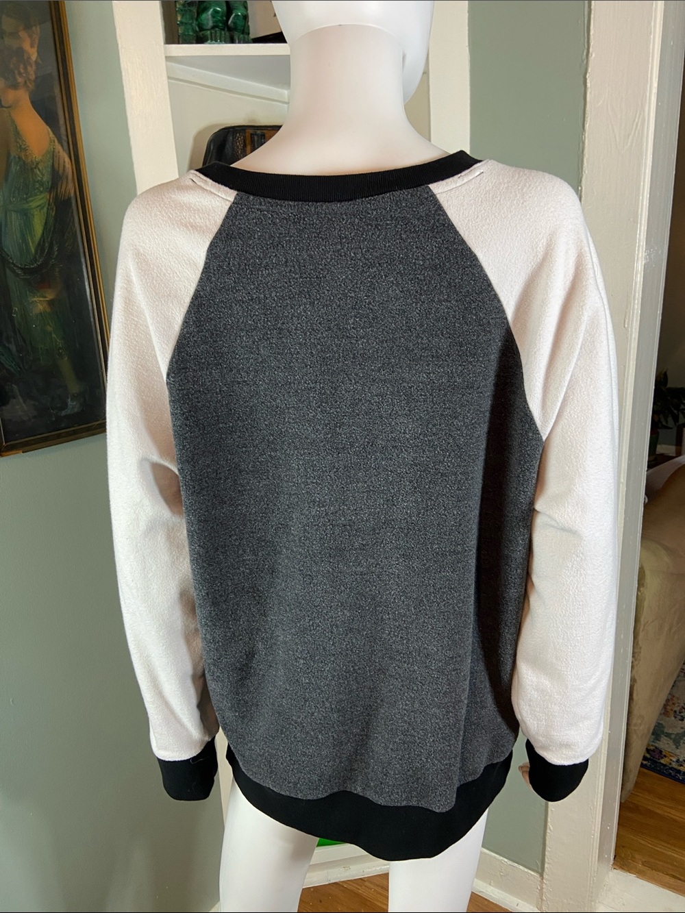 3/$12 PINK Victoria's Secret Flannel Sweatshirt Black Gray Medium Long Sleeve - Picture 5 of 14